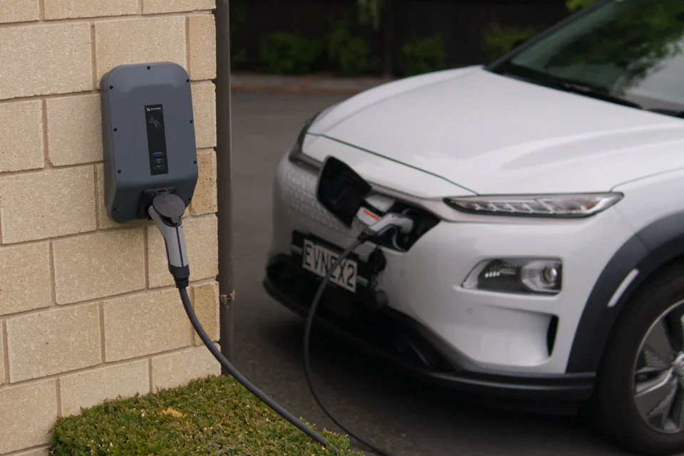 electric car plugged in