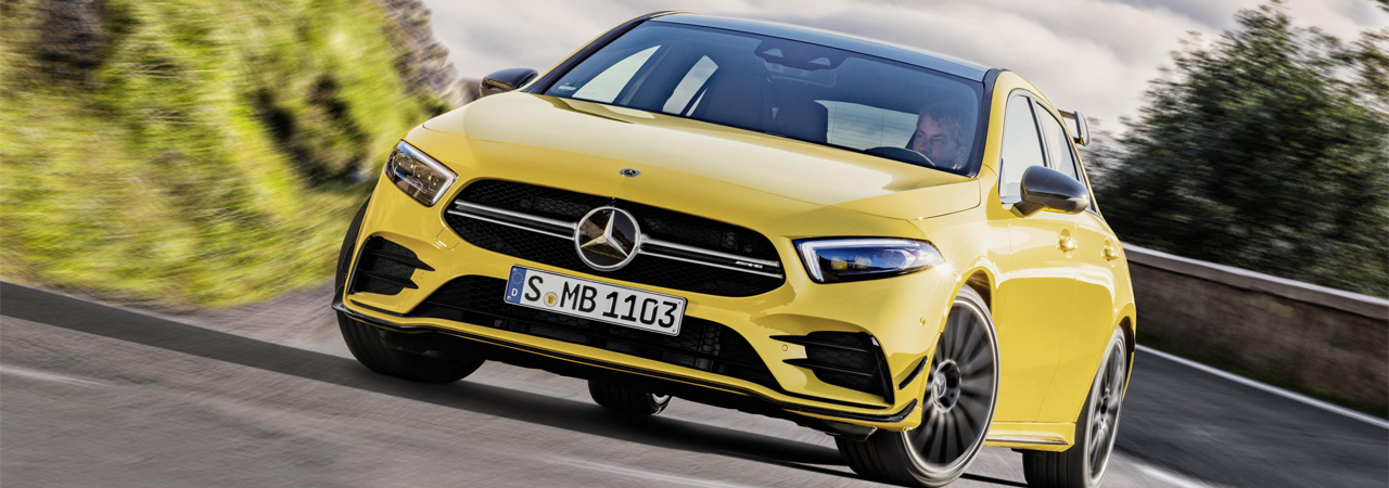 Yellow Mercedes AMG A45 4MATIC
